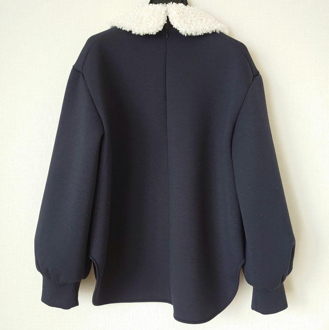 YORI ヨリ/2025 テディカラープルオーバー　ボア　トップス　ネイビー