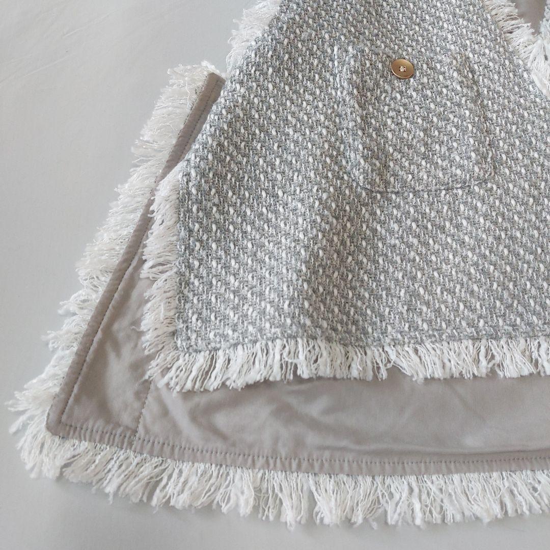 【未使用タグ付】Vin ヴァン ゴールドボタンツイードベスト フリンジ ヤマダヤ