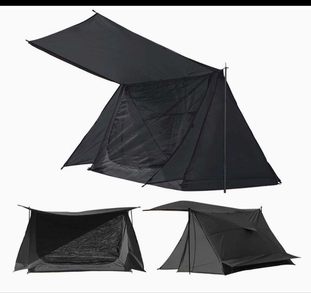 【ポール2本付】ベーステント ソロキャンプ ブラック