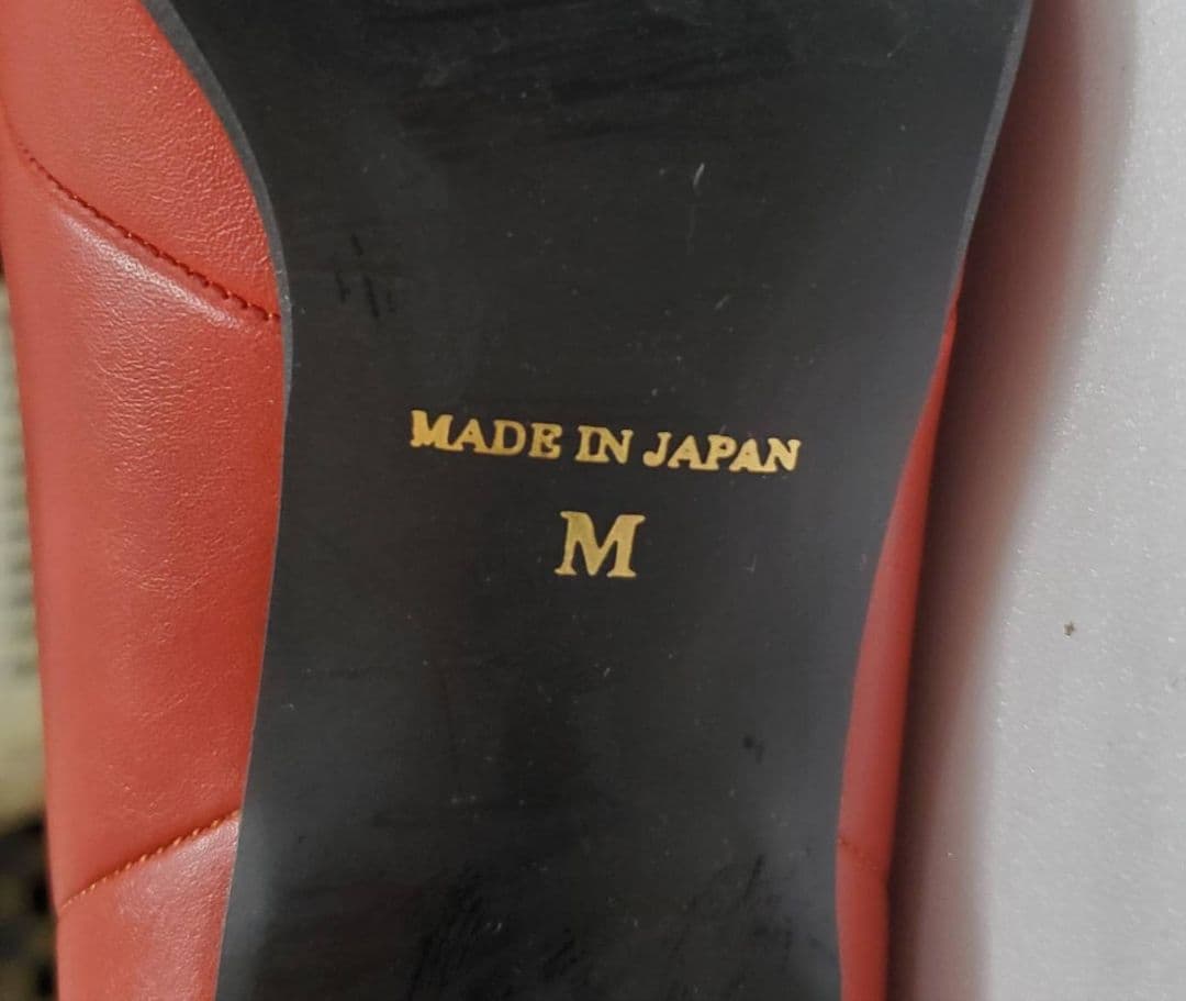 MAMIAN　ワイドシャフト ロングブーツ レッド(8cmヒール)　美品