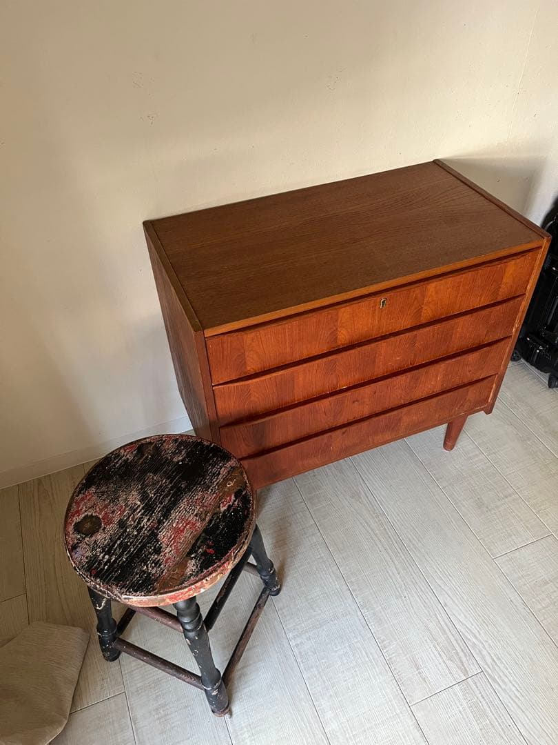 60-70年代 北欧 ビンテージ デンマーク製 4段 チェスト チーク