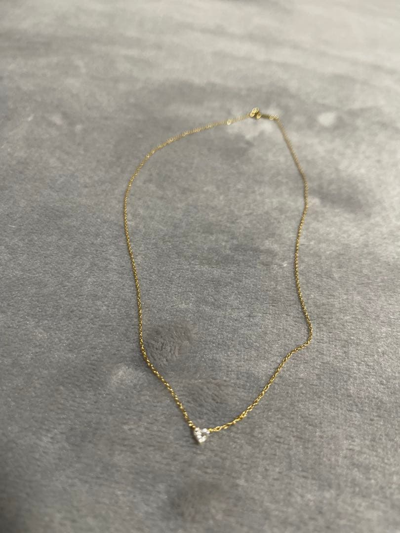 ■■廃盤希少■■AHKHA ハート型一粒ダイヤモンドネックレス♡K18