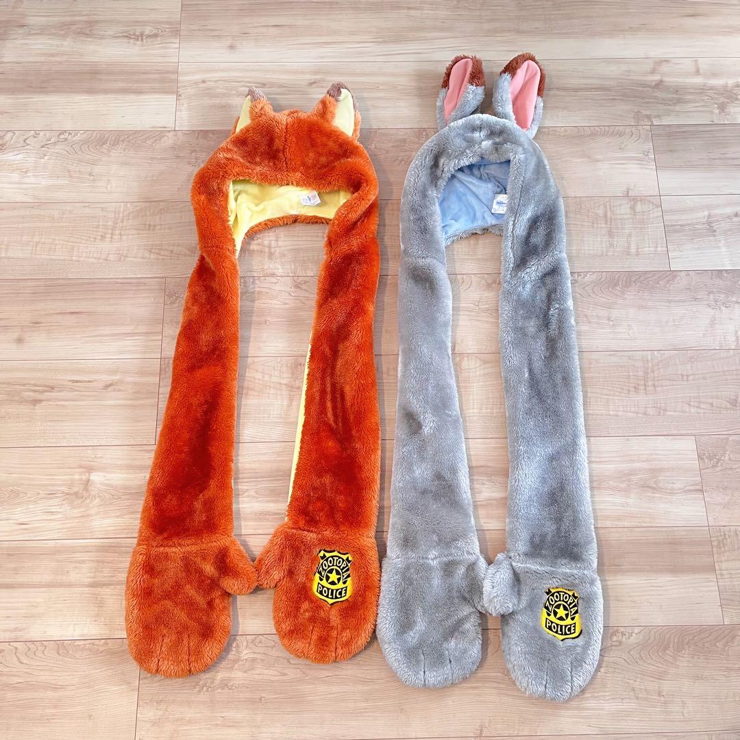 レア ディズニー マフラーキャップ ニック ジュディ ズートピア ファンキャップ