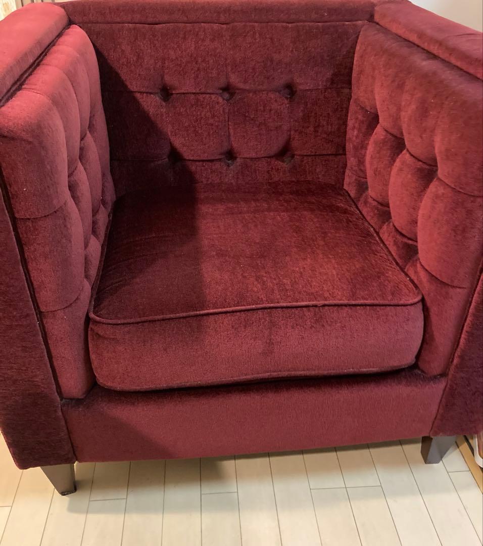 【先物太郎】Oliver オリバー 1人掛けソファ　ボルドー　日本製