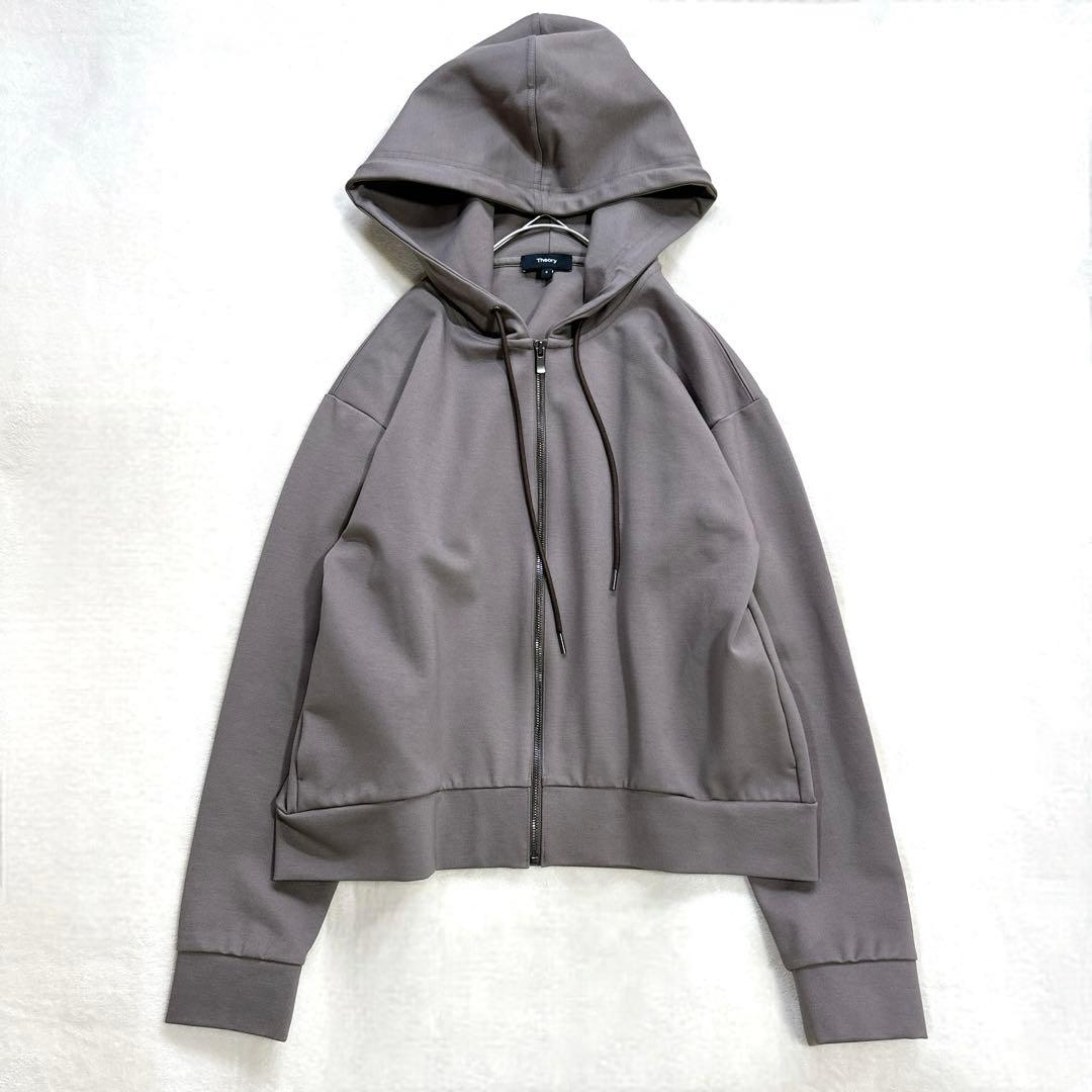 極美品 S セオリー ジップアップパーカー スウェット ジャージー フーディー