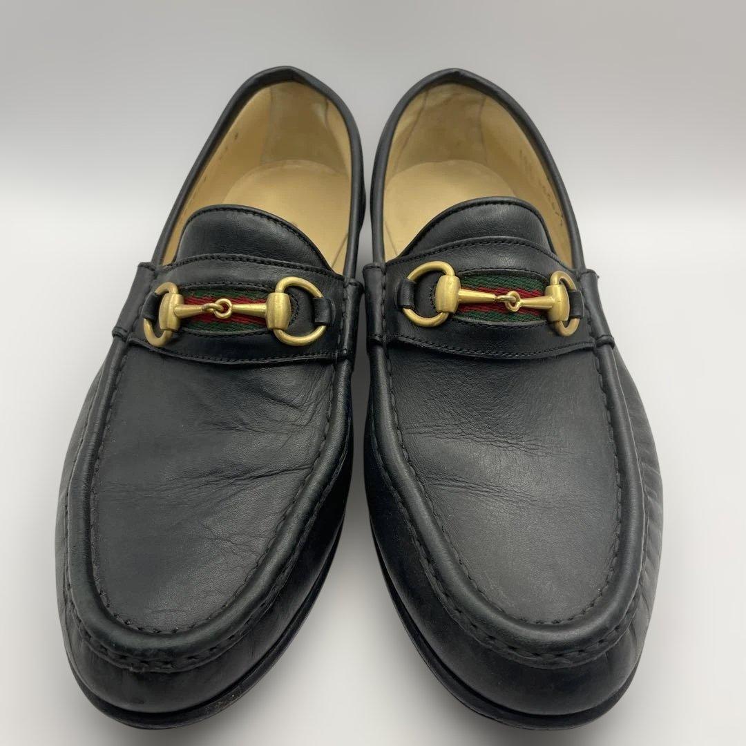 グッチ　ホースビット ローファー　レザー　シェリー　ブラック　ゴールド　61/2