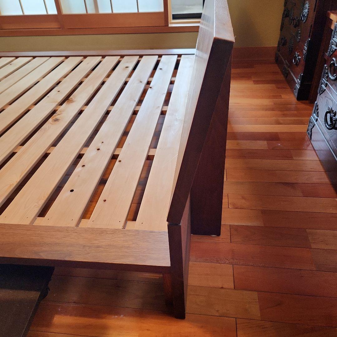 MASTERWAL モアレスベッドフレーム　ワイドダブル　ウオールナット