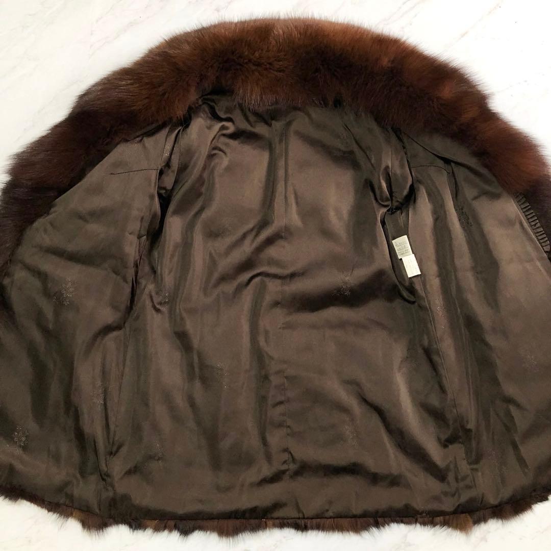 希少✨染めフォックス 本毛皮 リアルファーコート ボリューム◎ ブラウン系