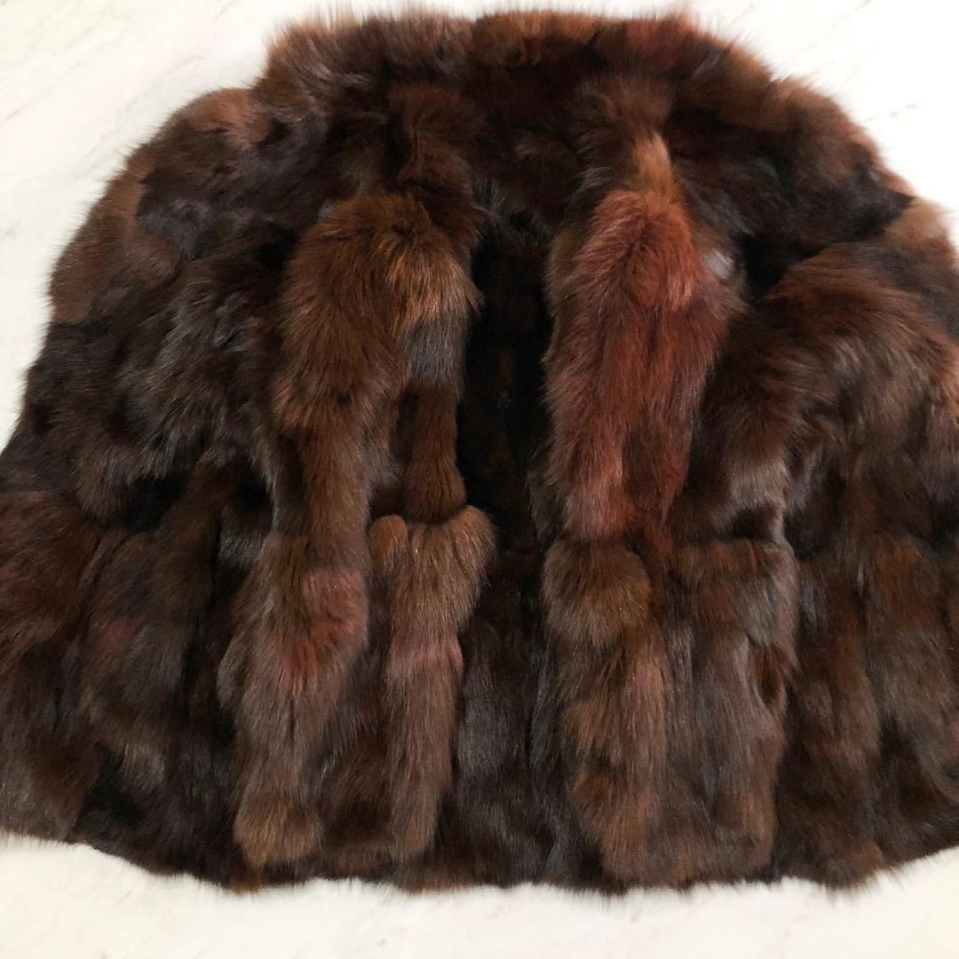 希少✨染めフォックス 本毛皮 リアルファーコート ボリューム◎ ブラウン系