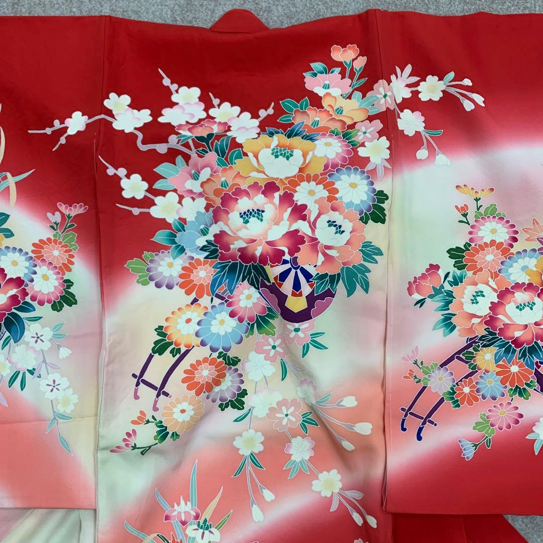 りゆり新品、最高級正絹産着京友禅手描き美術、特撰加賀五彩染、祝い四季花車