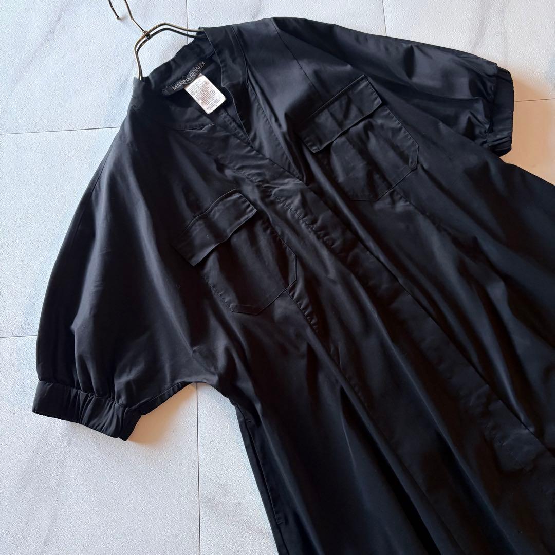 NO.3-139 MARINA RINALDI 46サイズ　黒ロングシャツワンピ
