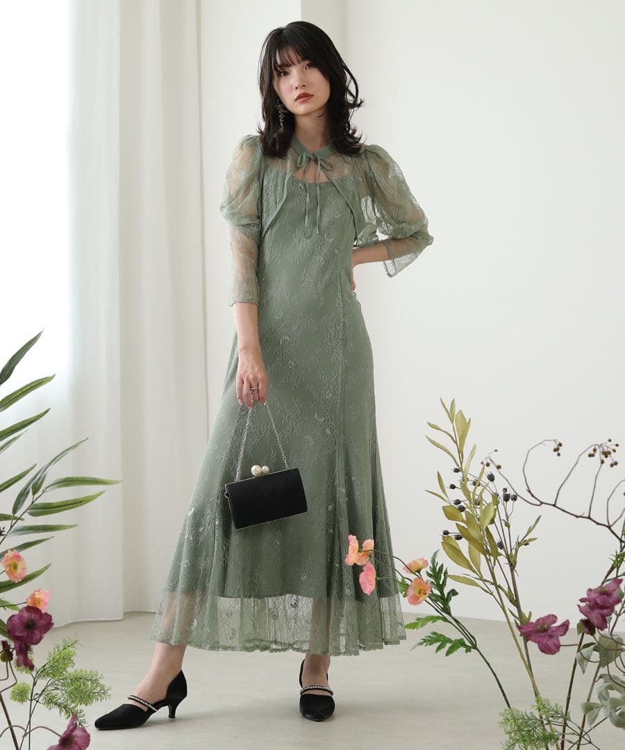 美品　人気　カナ　3way レースボレロセット フレア パーティー ドレス M