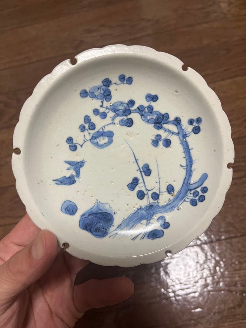 まとめて三脚無傷完品　古平戸　花鳥　民藝　民芸　藍九谷　初期伊万里　古染付