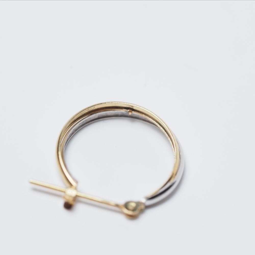 片耳 K18 フープ ピアス クロッシング 18金 ゴールド