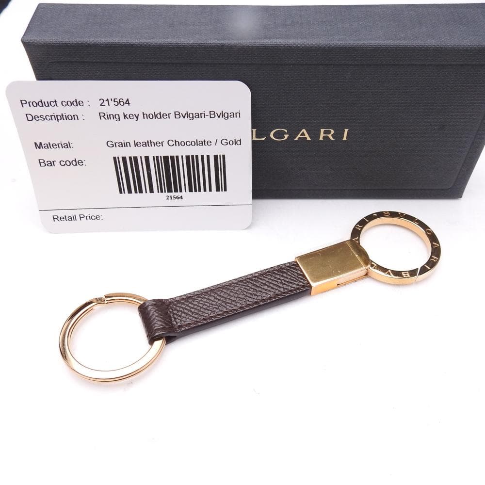 BVLGARI　ブルガリ・ブルガリマン キーリング　レザー　ゴールド/ブラウン