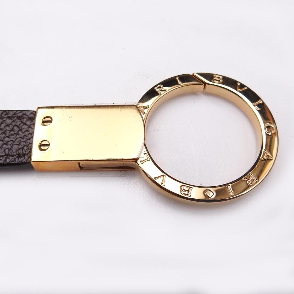 BVLGARI　ブルガリ・ブルガリマン キーリング　レザー　ゴールド/ブラウン