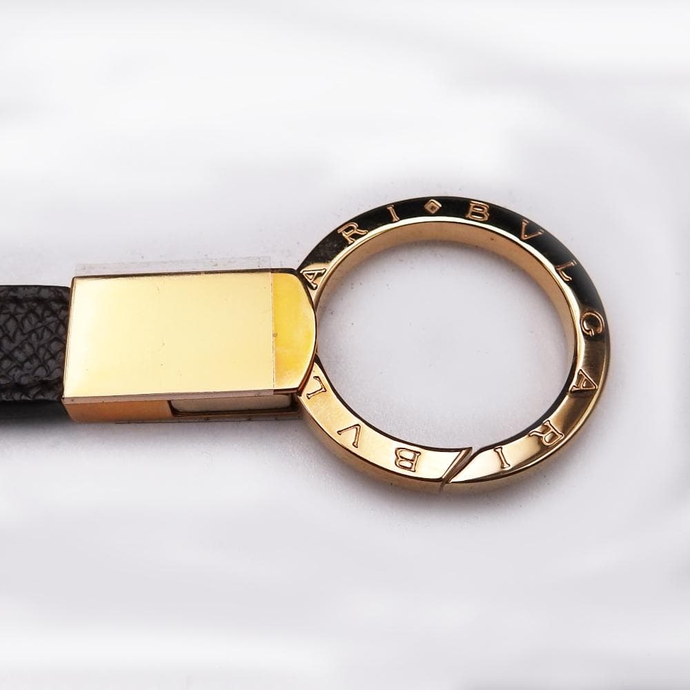 BVLGARI　ブルガリ・ブルガリマン キーリング　レザー　ゴールド/ブラウン