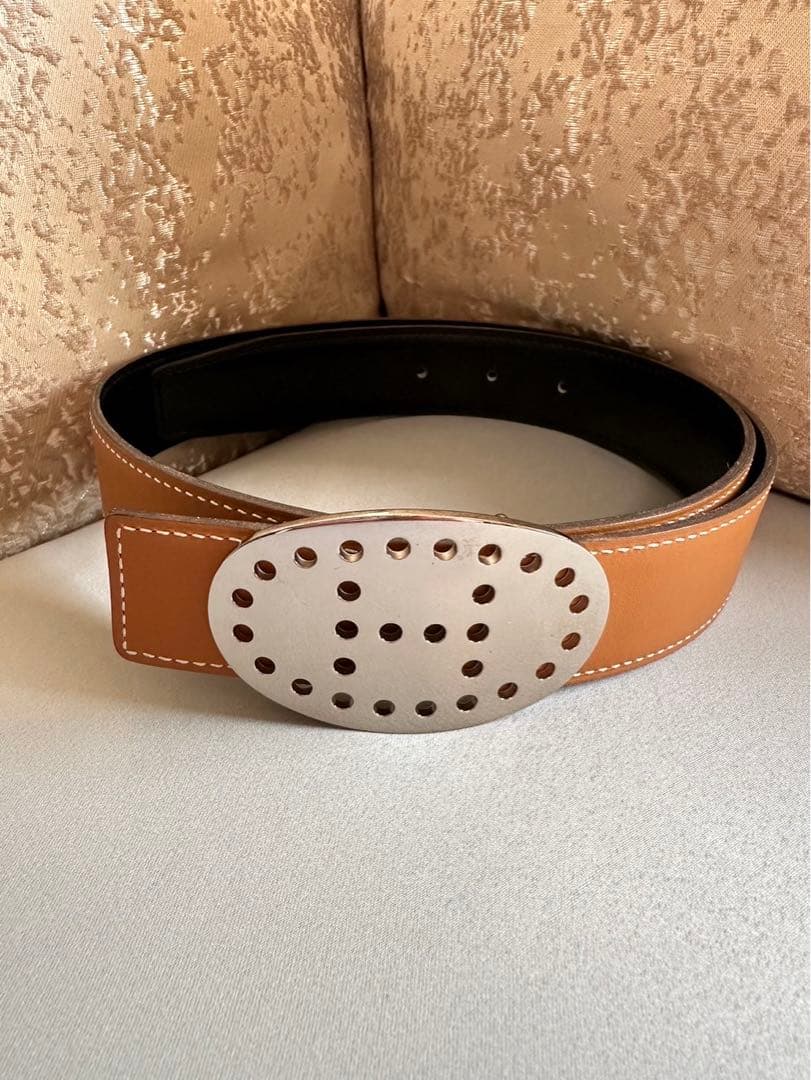 【美品】HERMES エルメスリバーシブルベルト75 エブリンバックルシルバー