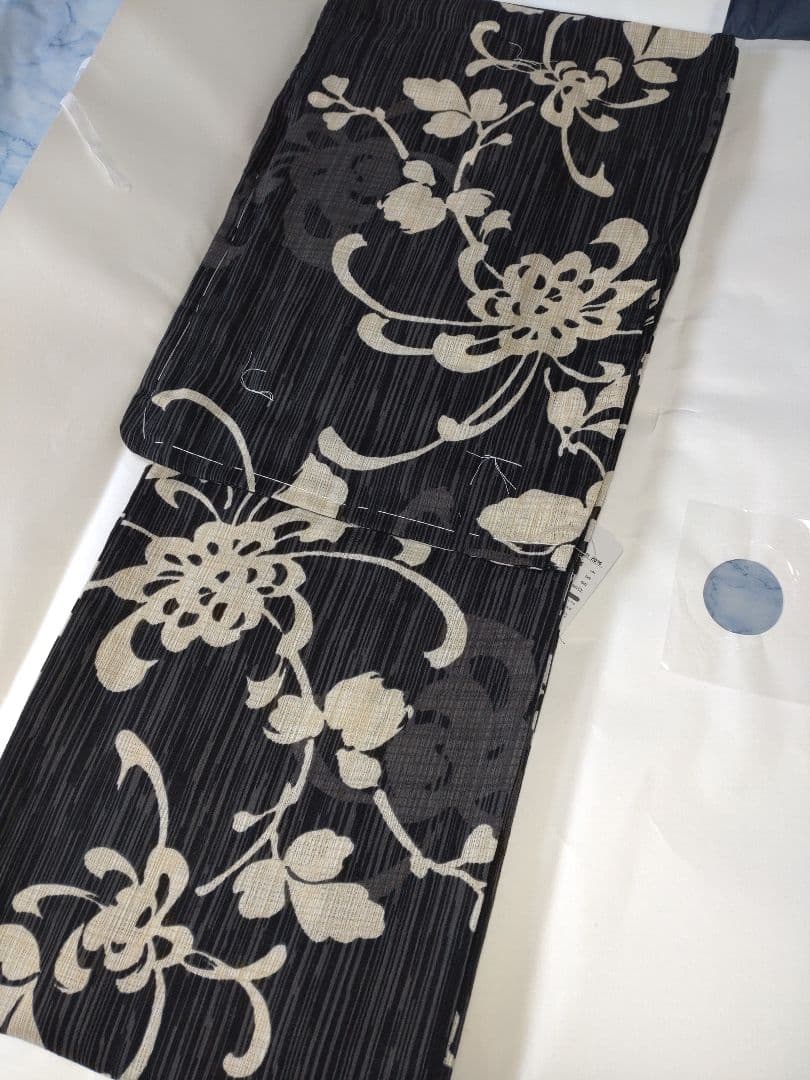 新品未使用　浴衣　綿麻　高級浴衣　黒　夏着物　27,500円