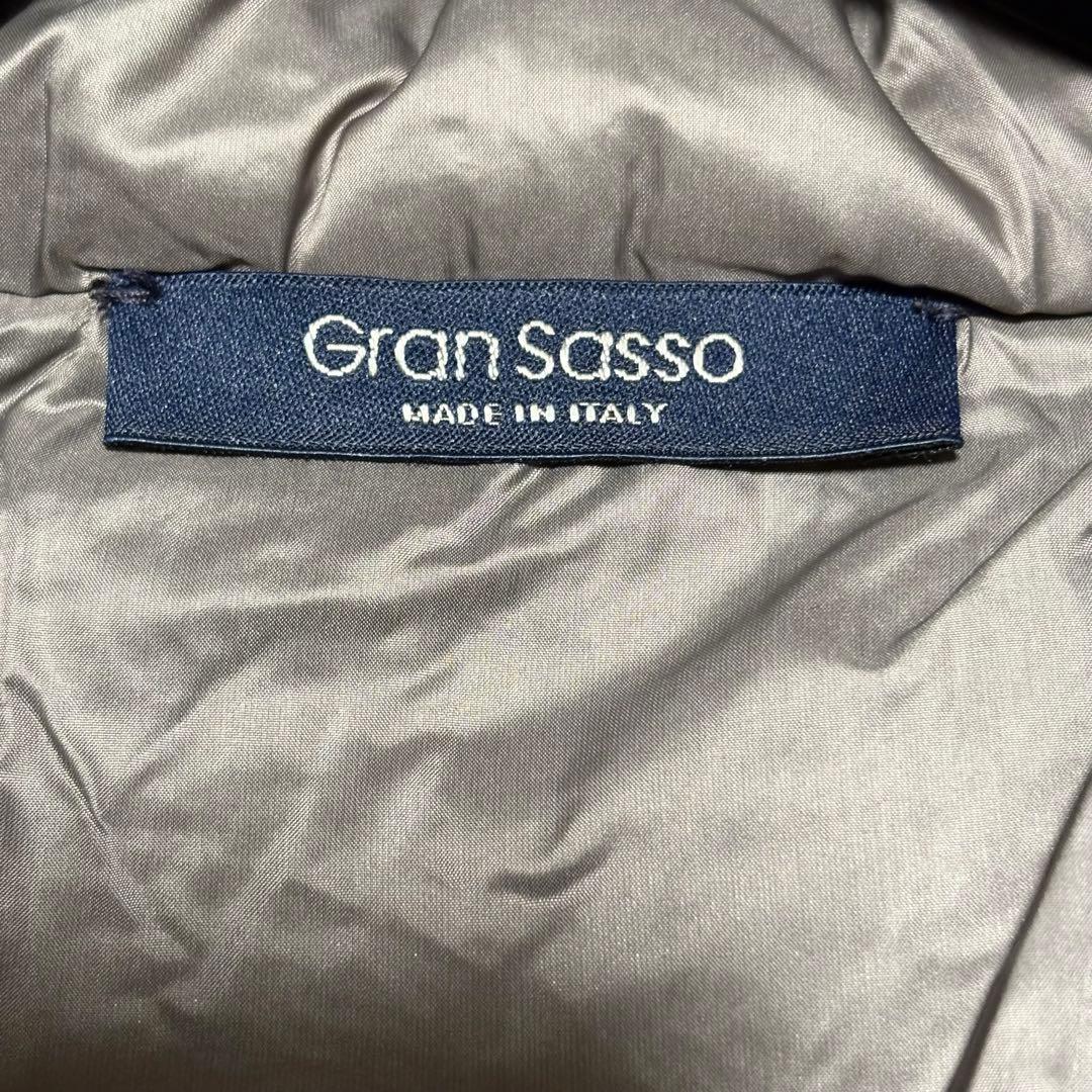 美品 グランサッソ ニット フード 胡桃ボタン ブルゾン グレー 48/L