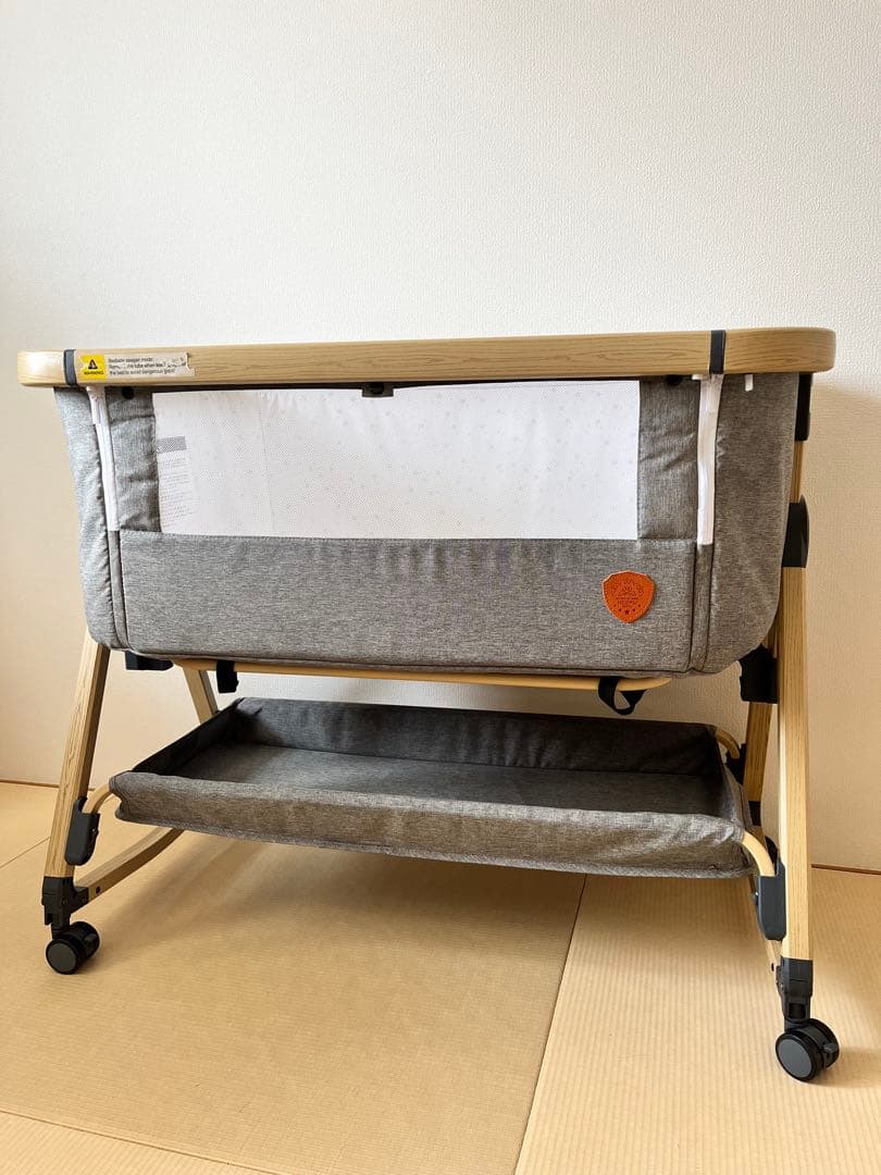 ベビーベッド　HZDMJ 高さ調節可　コンパクト　折り畳み