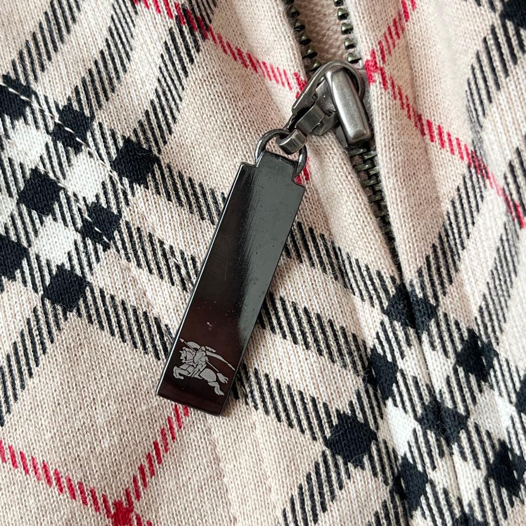 バーバリーブルーレーベル ジップアップパーカー ノバチェック ホース刺繍 38