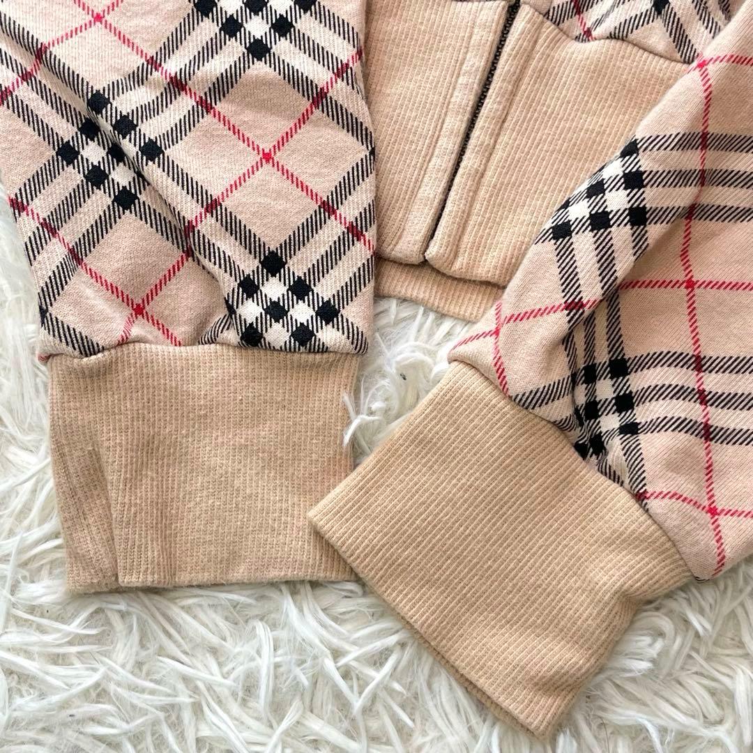 バーバリーブルーレーベル ジップアップパーカー ノバチェック ホース刺繍 38