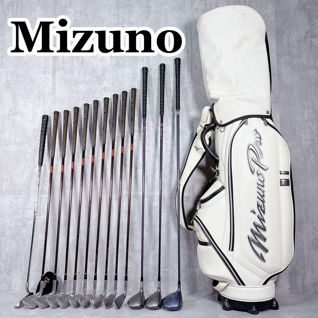 T102 ミズノ プロ ゴルフクラブ メンズ フルセット 14点 白 初心者