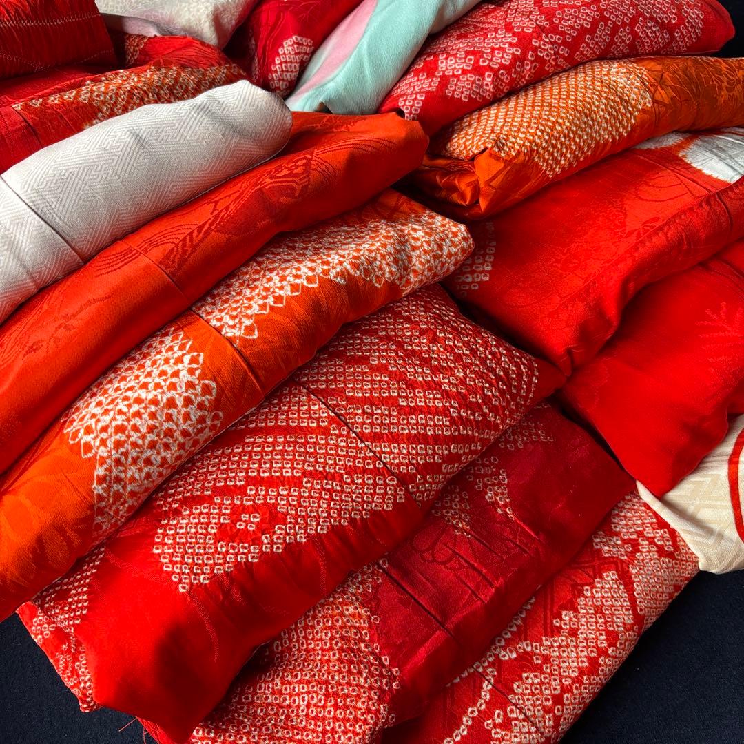 92振袖長襦袢16枚おまとめ売り材料正絹絞り綸子錦紗