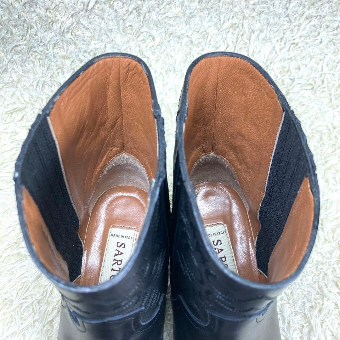 『未使用級』SARTORE サイドゴアブーツ ブラック レザー ウエスタン 37