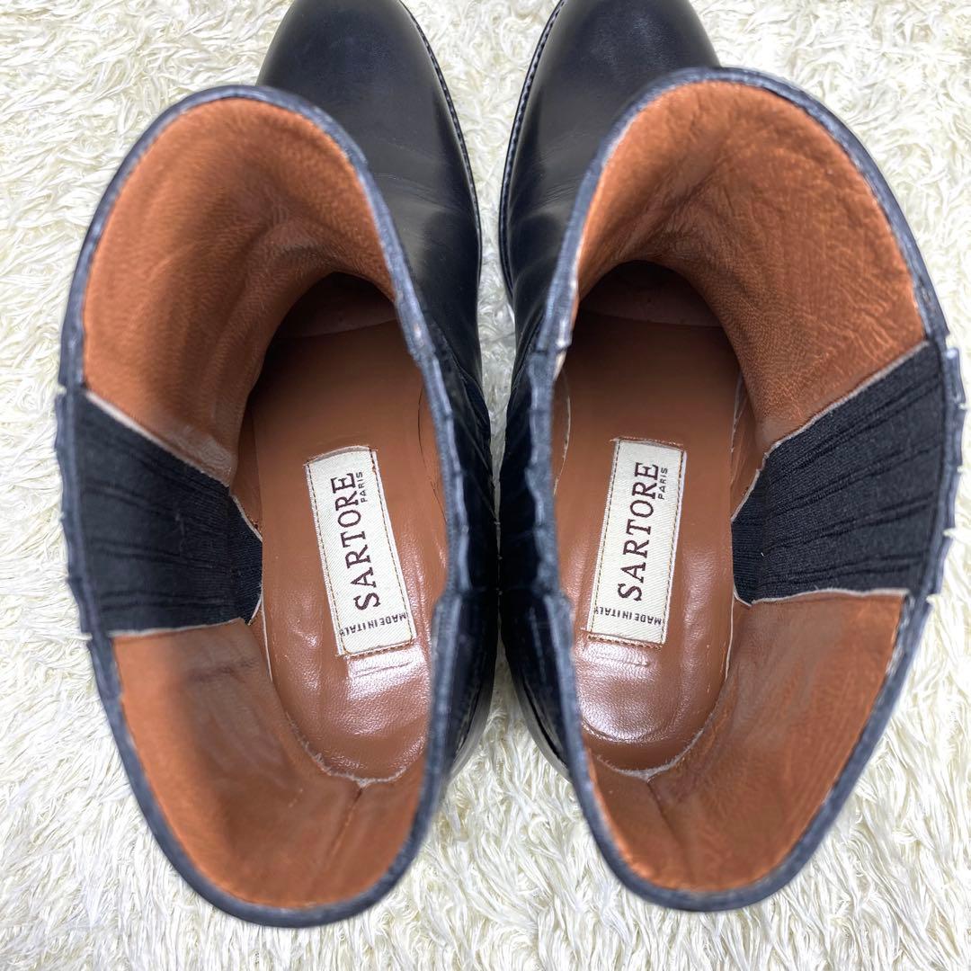 『未使用級』SARTORE サイドゴアブーツ ブラック レザー ウエスタン 37