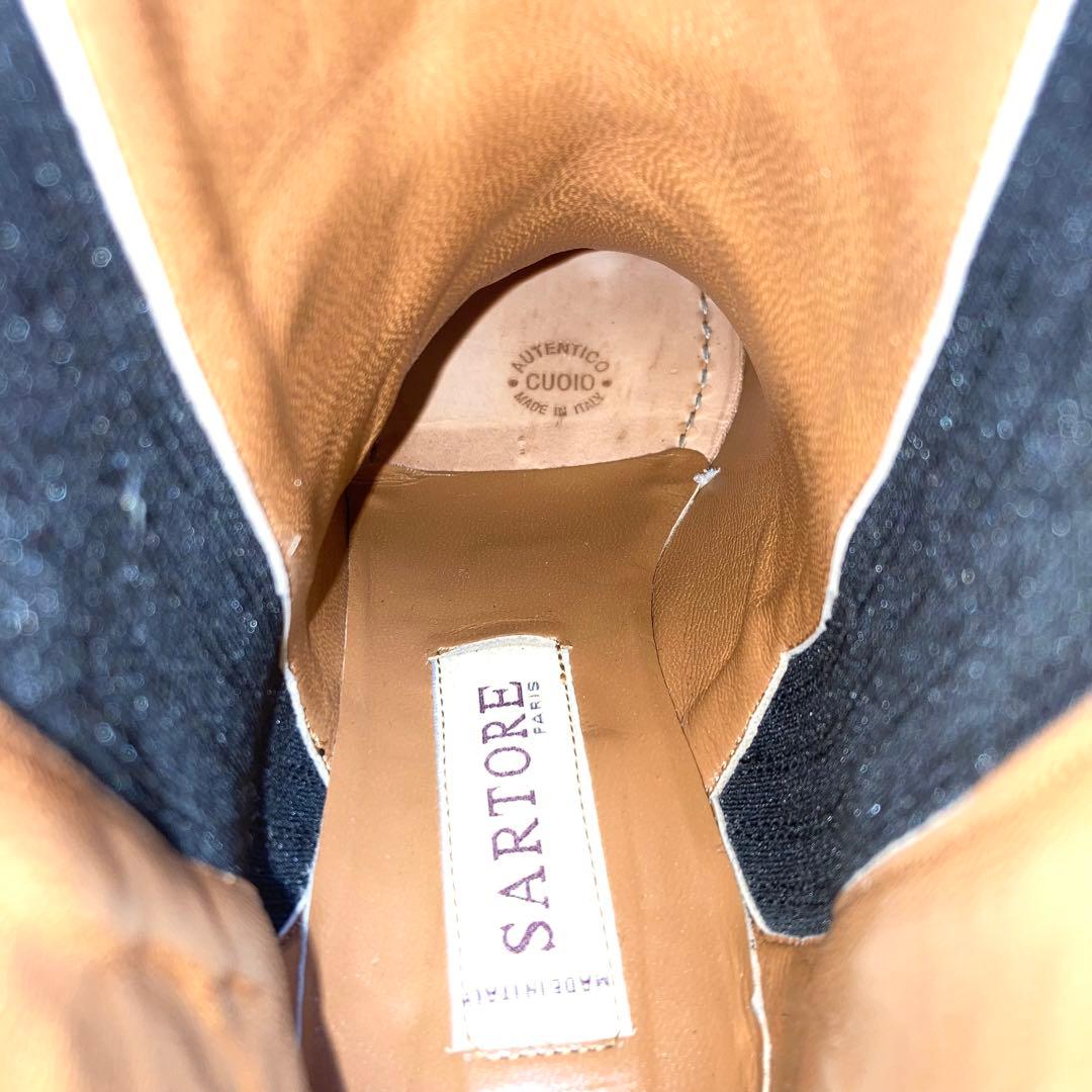 『未使用級』SARTORE サイドゴアブーツ ブラック レザー ウエスタン 37