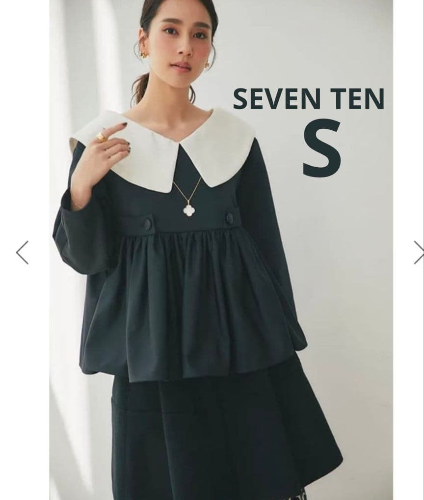 SEVEN TEN セブンテン ビッグカラーブラウス ブラック Sサイズ