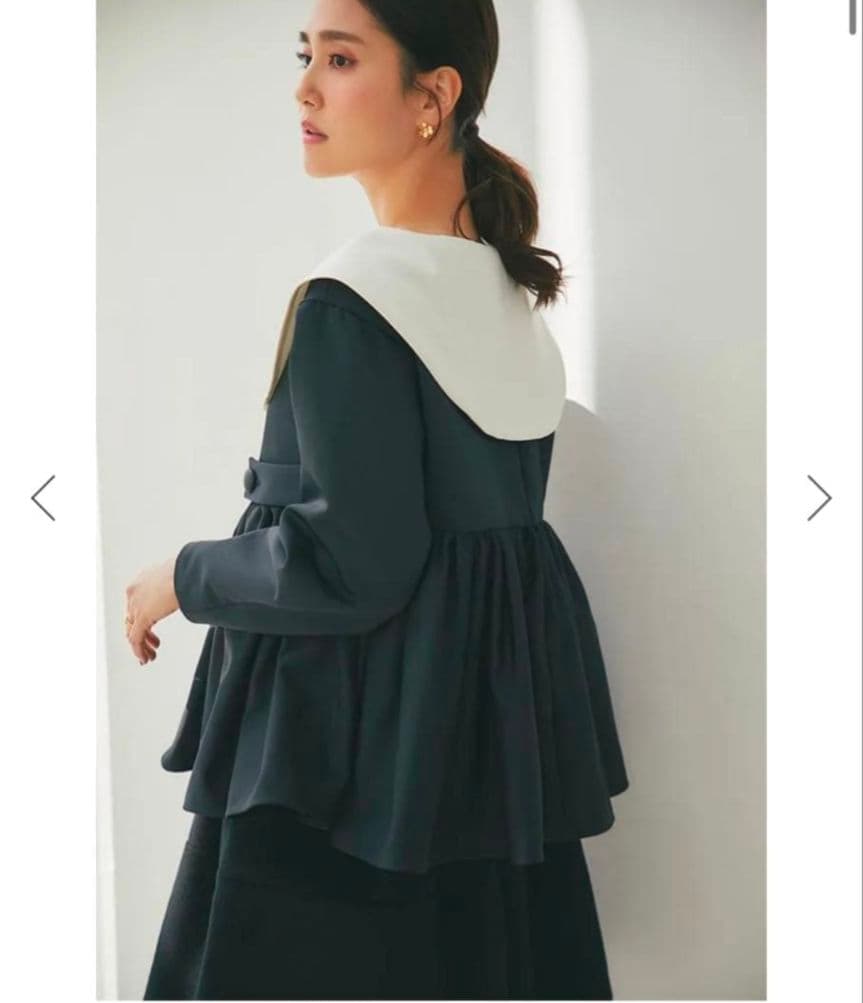 SEVEN TEN セブンテン ビッグカラーブラウス ブラック Sサイズ