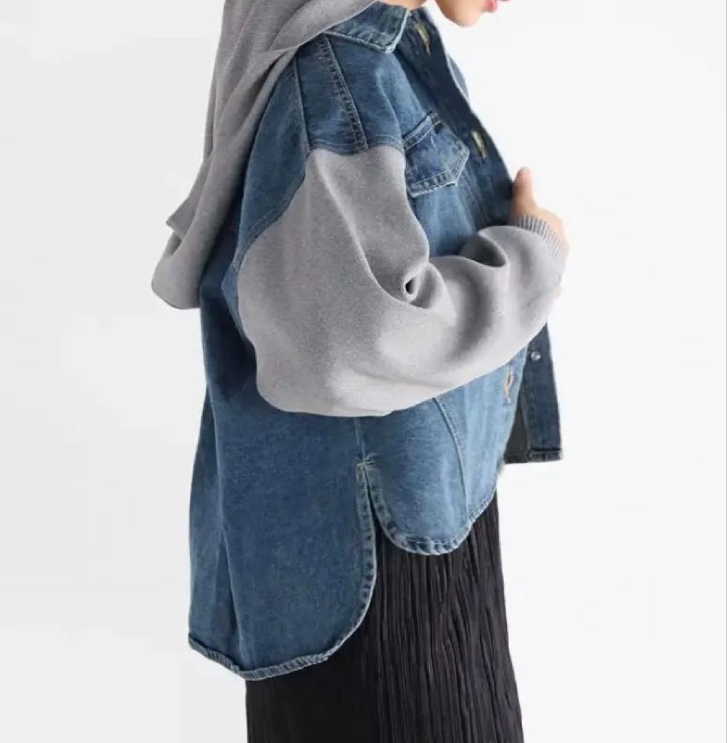 新品未使用タグ付き　定価22000円　Vin ニットドッキングデニムジャケット