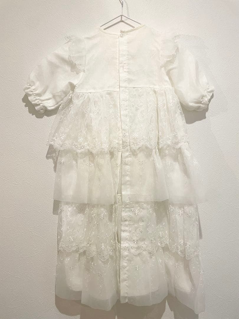 超ロングコート ベビー セレモニードレス　オーガンジー　ホワイト 美品 着画あり