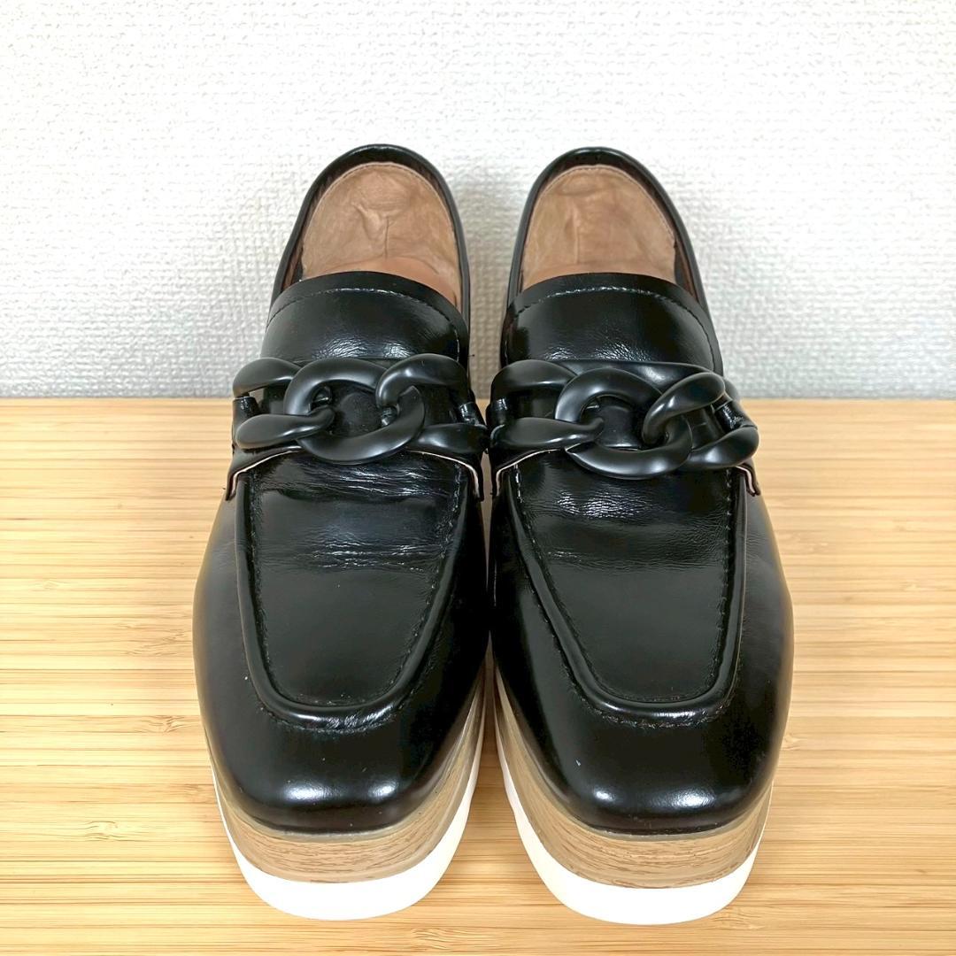 【美品】STACCATO ジリアンモードプラットフォーム ローファー 黒 23