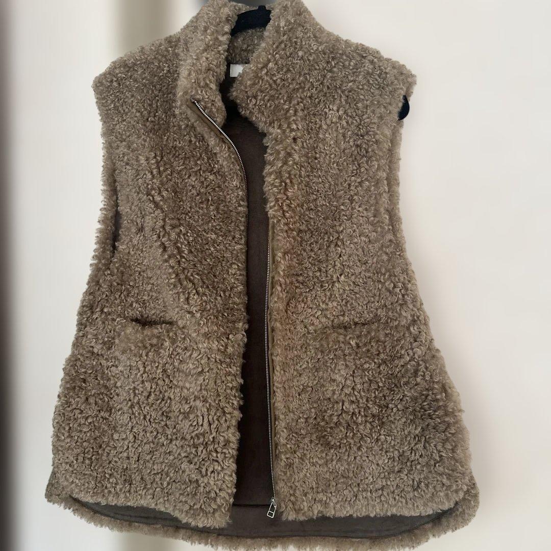 未使用　anuke アンヌーク Eco Fur Vestモカ36