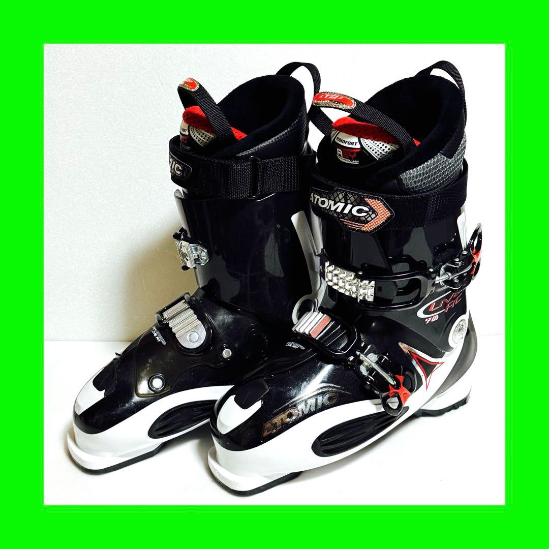 28-28.5cm スキーブーツ黒色ブラックホワイト初心者329mmATOMIC
