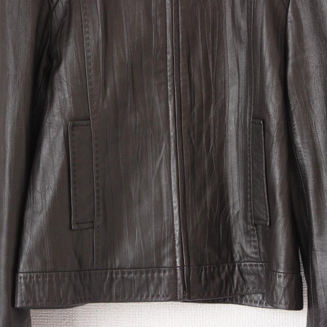 【極美品】BALMAIN シワ加工ラムレザージャケット Lサイズ ブラウン