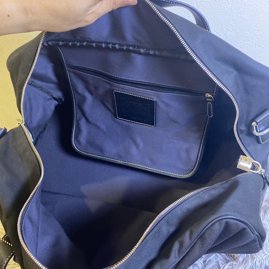 【美品】COACH コーチ　ブラック ボストンバッグ　レザー　ナイロン
