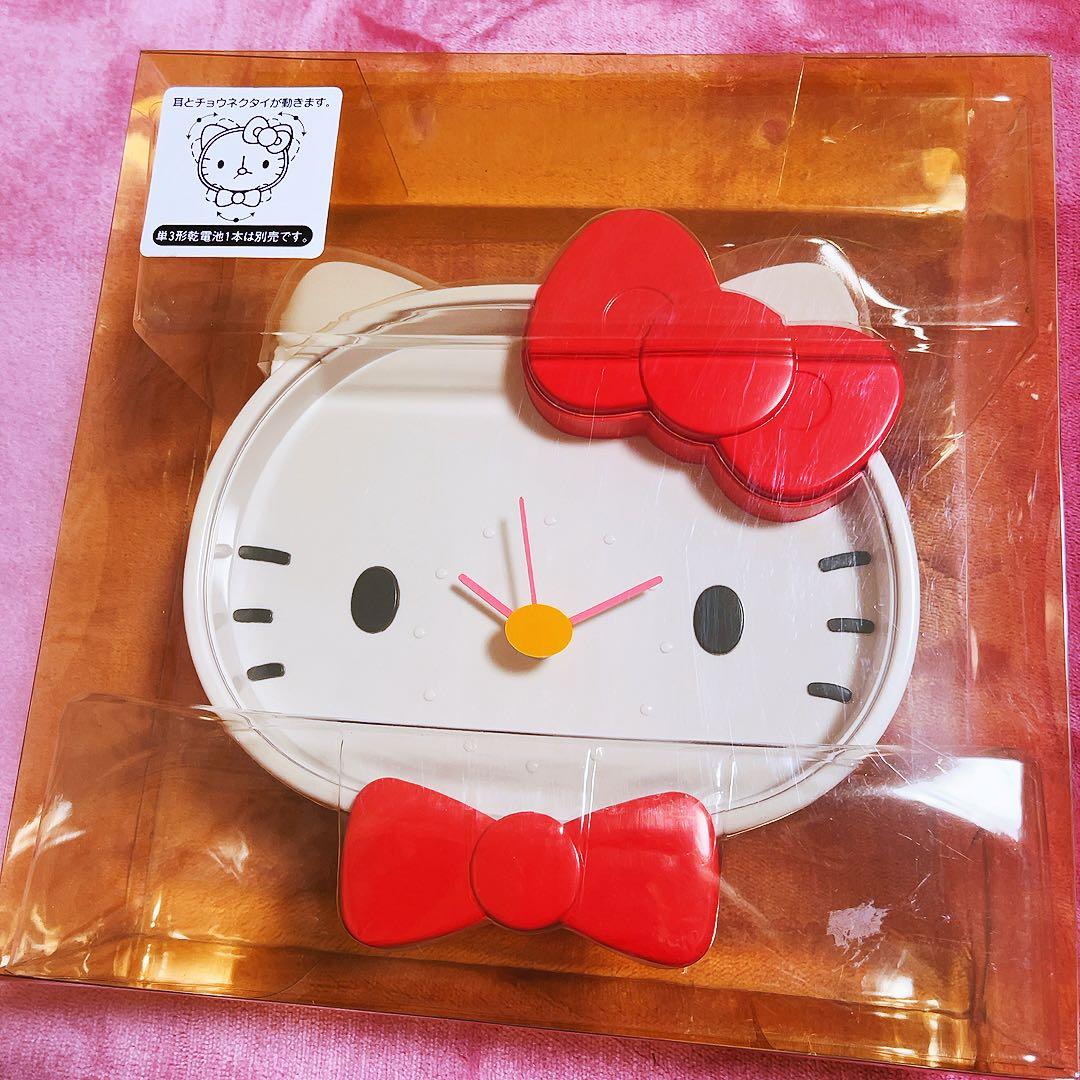 希少レア　ハローキティ　掛け時計　フェイス型時計　平成レトロ　当時品　サンリオ