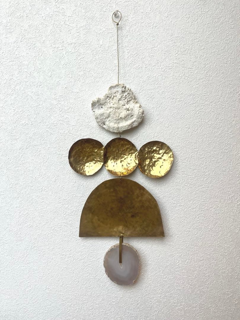 ORSA オルサ　真鍮と珊瑚と瑪瑙のモビール オブジェ　アート