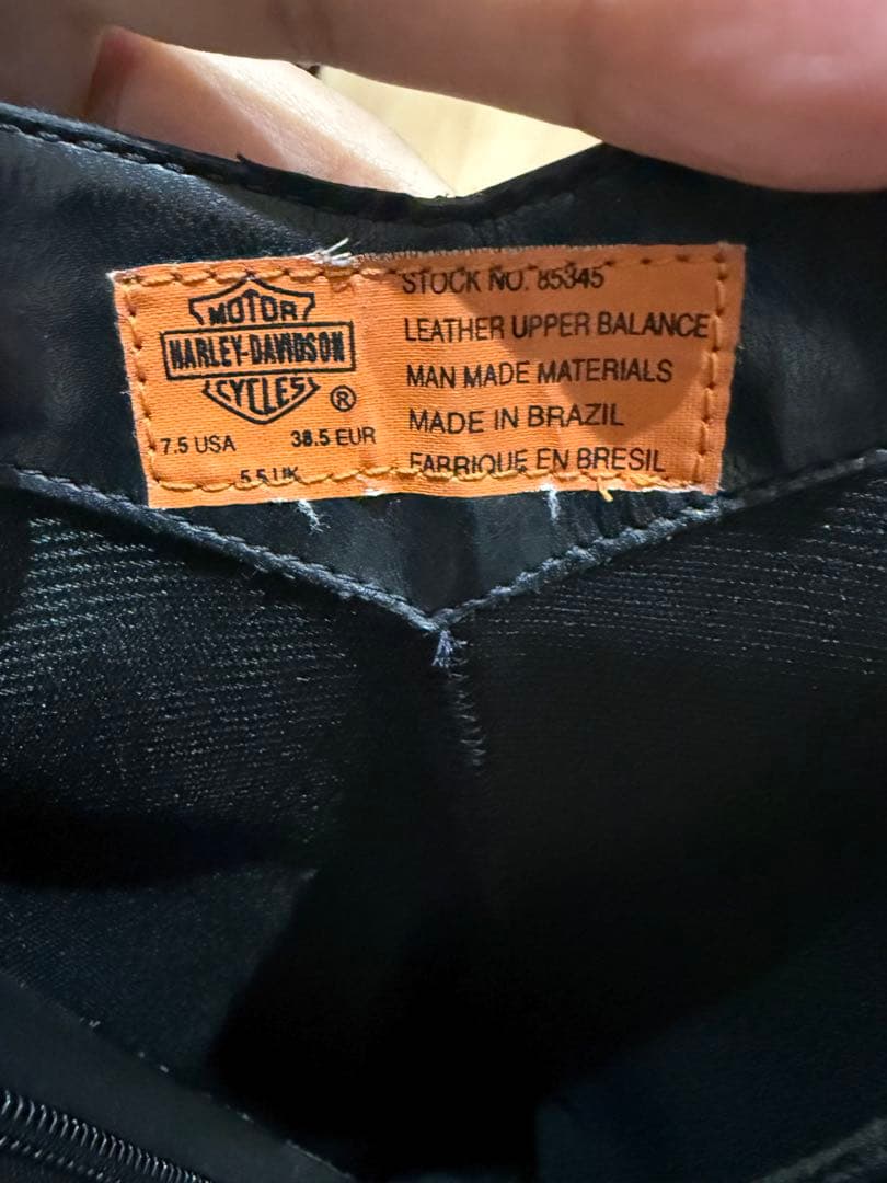 HARLEY-DAVIDSONロングブーツ サイドジップ ロゴバックルブラック