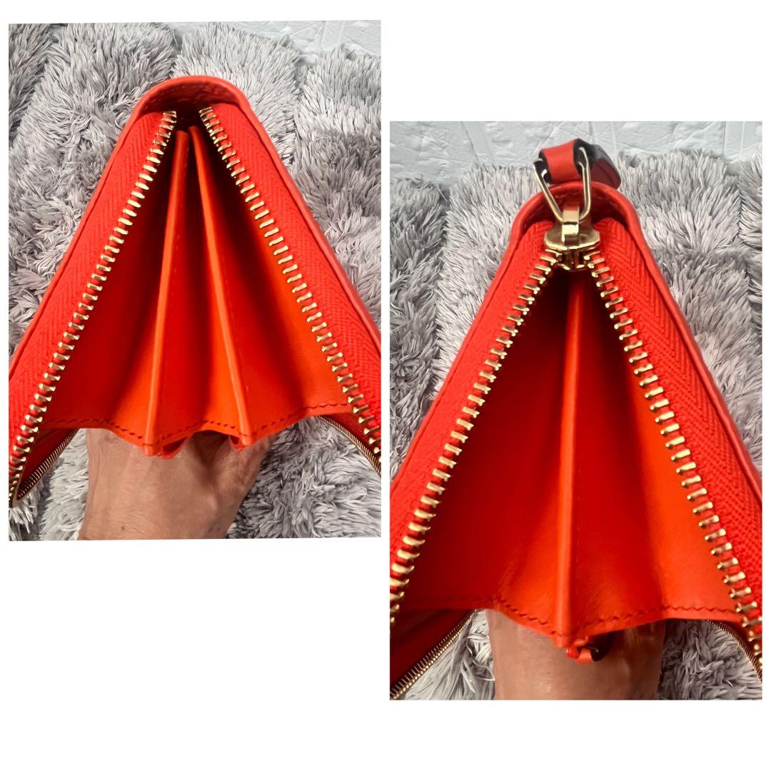 極美品✨GUCCI マイクロシマ　ラウンドファスナー　オレンジ　長財布