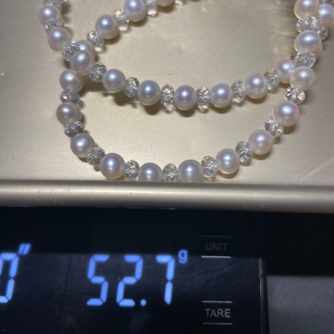 【テリ最強 】パールネックレス 長さ調節可SILVER7.1-7.5mm ロング