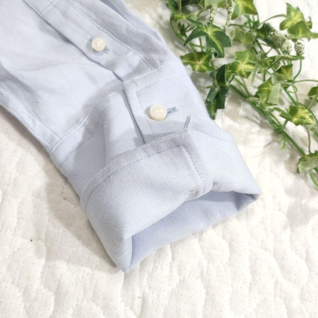 美品✨マディソンブルー　リネン100％オープンネックロングシャツ　ライトブルー