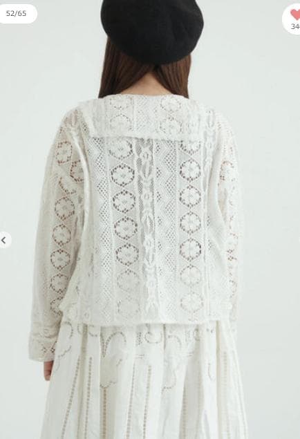 【完売 ツハル 新品】レースパッチワークセーラー襟ブラウス TSUHARU オフ