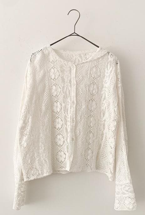 【完売 ツハル 新品】レースパッチワークセーラー襟ブラウス TSUHARU オフ