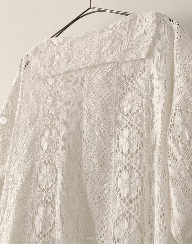 【完売 ツハル 新品】レースパッチワークセーラー襟ブラウス TSUHARU オフ